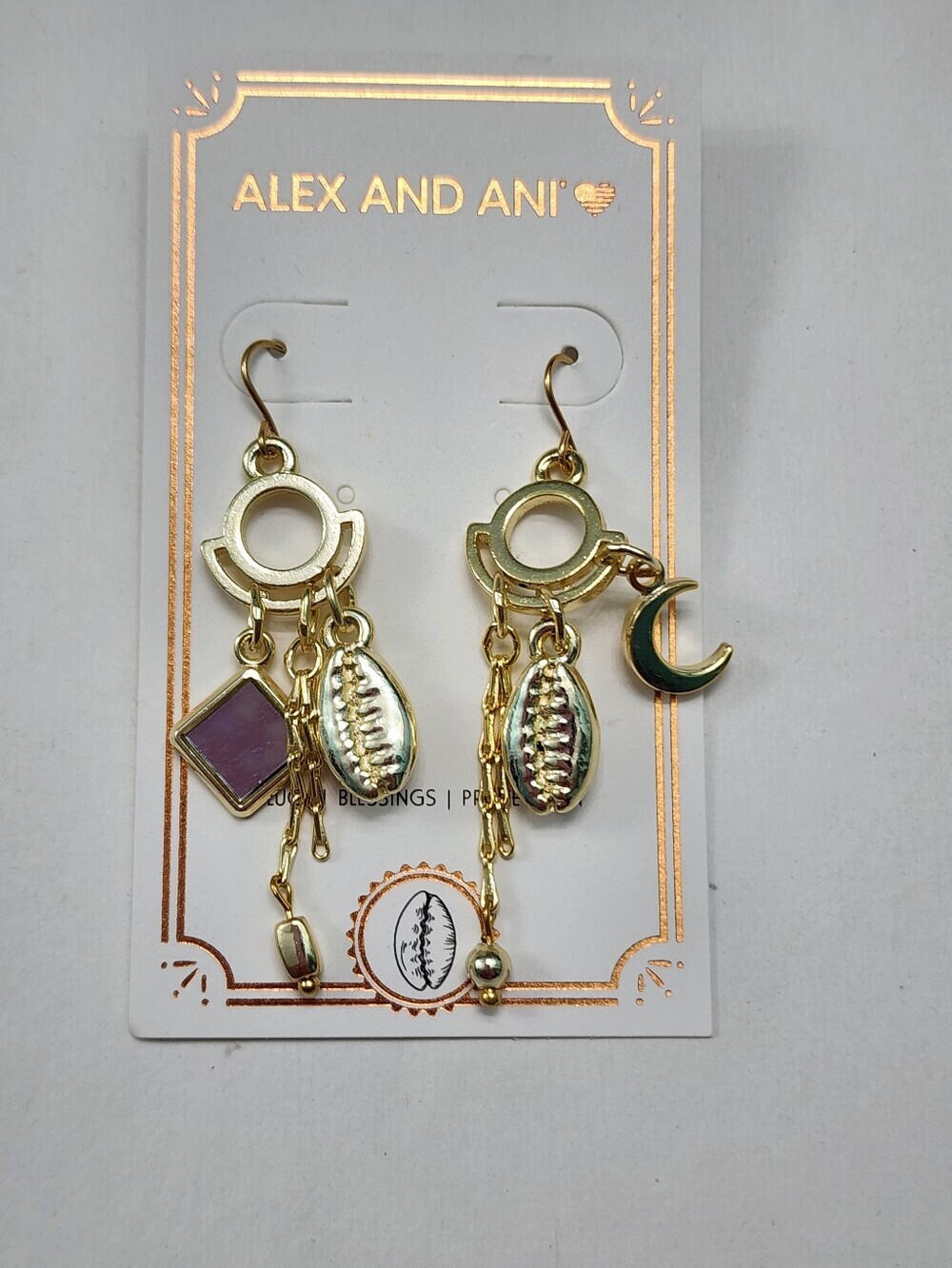 NEW! Alex and Ani Gold Puka Shell Protection Earrings